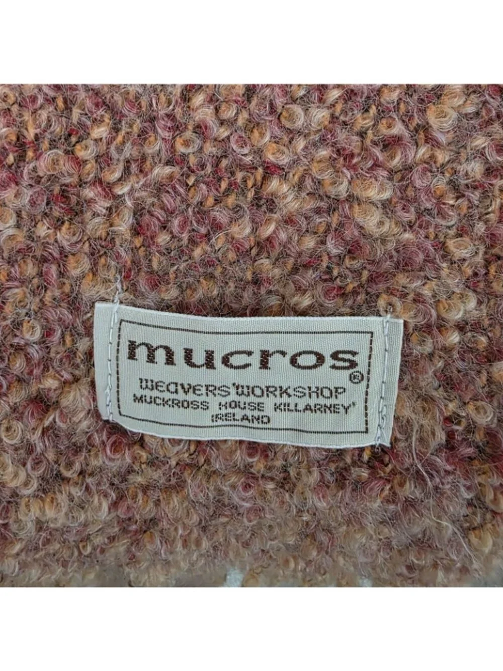 Mucros Weavers Killarney Ireland Soft Wool Blend Scarf Fringe Red Orange New